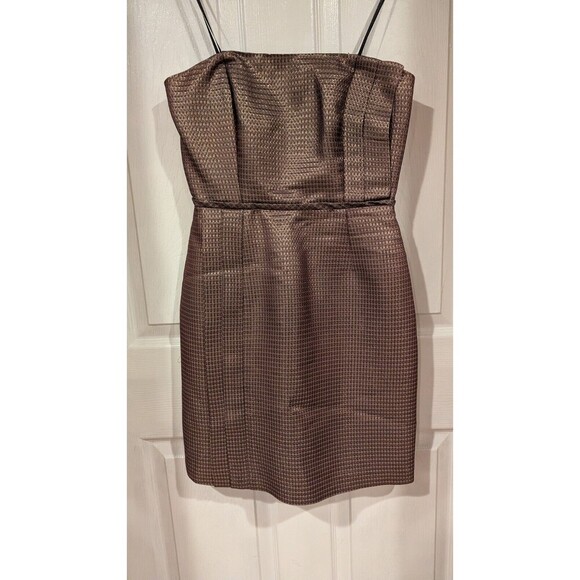 Max And Cleo Gold Taffeta Cocktail Dress quiet Luxury SZ 4 Prom Formal Wedding - Picture 4 of 7